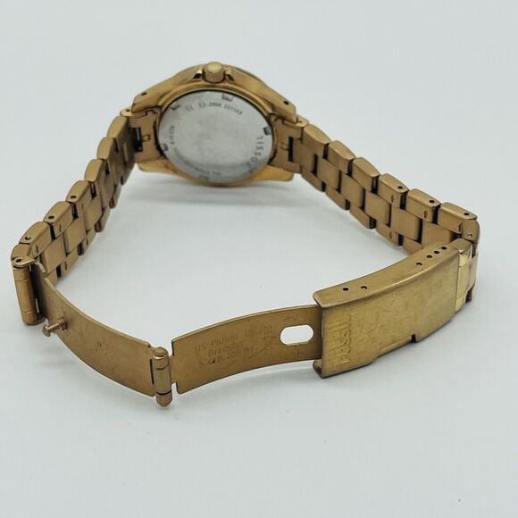 Fossil Mini Riley Watch Women Pave 30mm Gold Tone Date ES 2889 New Battery 6.5" - Picture 8 of 14